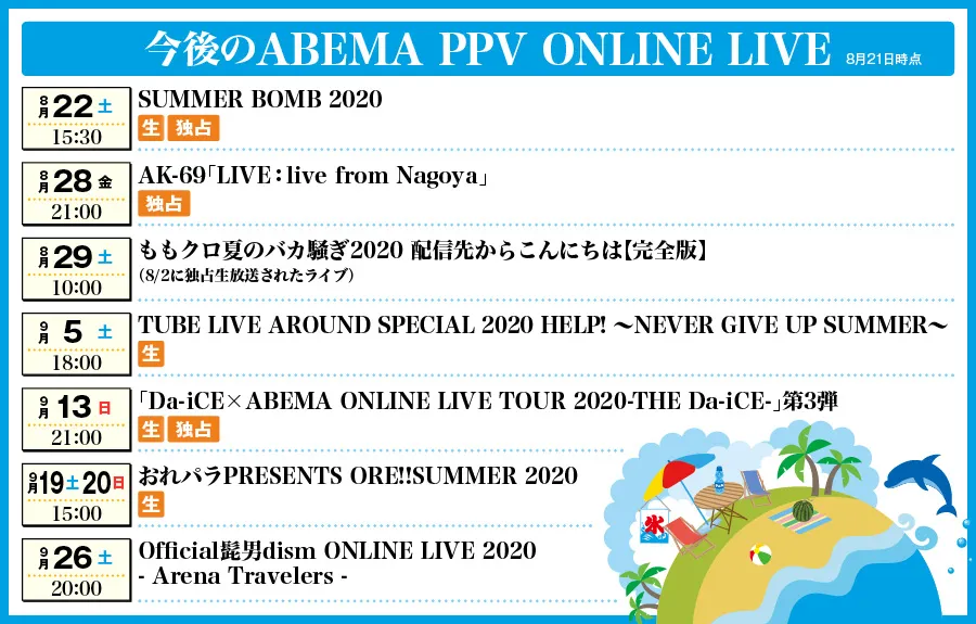 【写真を見る】豪華オンラインライブがずらり！「ABEMA PPV ONLINE LIVE」ラインナップ