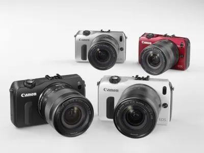 ブラック、シルバー、レッド、ホワイトの4色展開の「EOS M」