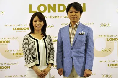 NHKで放送するロンドンオリンピックの開会式は、廣瀬智美アナと武田真一アナが担当（左から） 