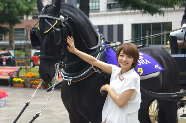 馬車を引いてくれた馬と交流