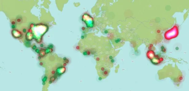 世界中のツイートの様子がリアルタイムで一目瞭然！