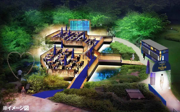 毛利庭園は“水上プレミアムビヤガーデン”として憩いの場に生まれ変わる！ ※イメージ図