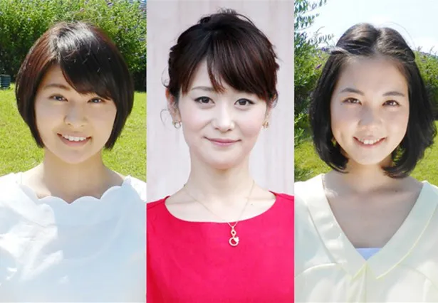 「速報！甲子園への道」のキャスターがテレビ朝日の森葉子アナ(写真中)とABCテレビの川添佳穂(写真左)、ヒロド歩美アナ(写真右)に決定！