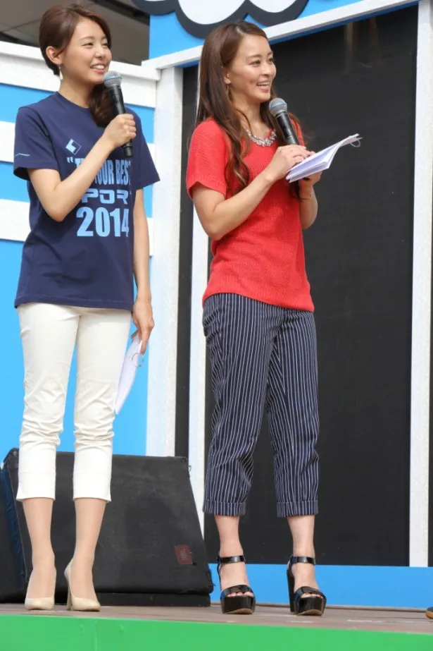 【写真を見る】壮行会の進行を務めた田中理恵(右)とフジテレビ・宮澤智アナ(左)