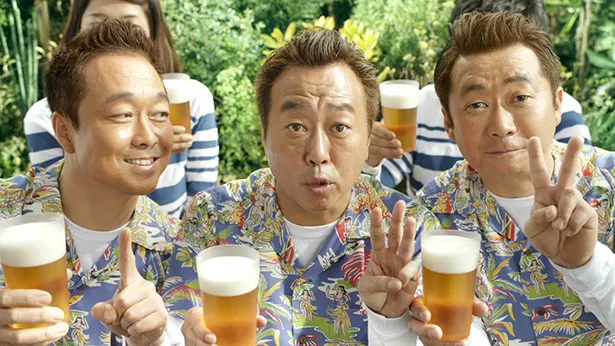 発泡酒「サッポロ　極ZERO(ゴクゼロ)」の新テレビCMで共演した3人の三村