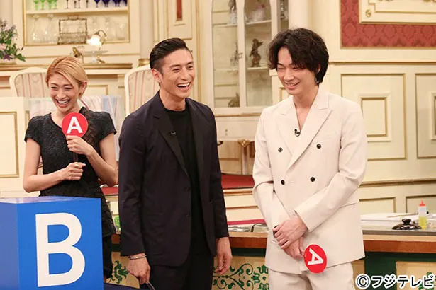 5月18日(月)放送の「SMAP×SMAP」に登場した山田優、伊勢谷友介、綾野剛(写真左から)