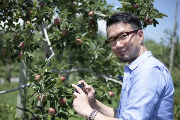 青森・弘前編では町歩きガイドの西谷雷佐さんが、町のあちこちにかわいらしいリンゴがなっている風景を紹介