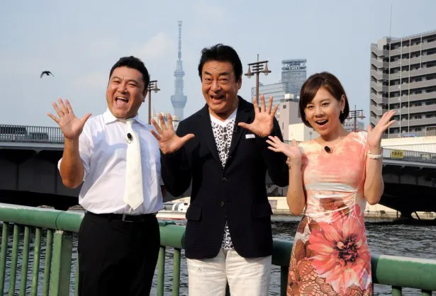 「武士ごはんランキング」に出演するアンタッチャブル・山崎弘也、高橋英樹、高橋真麻(写真左から)