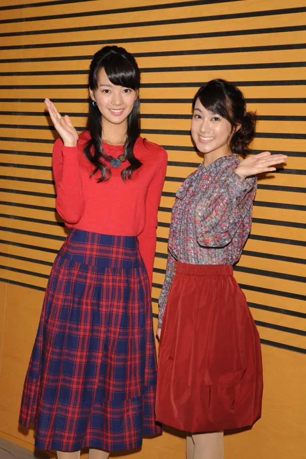 「お願い！ランキング」のMCに決まったテレビ朝日の紀真耶アナ、池谷麻依アナ(写真左から)