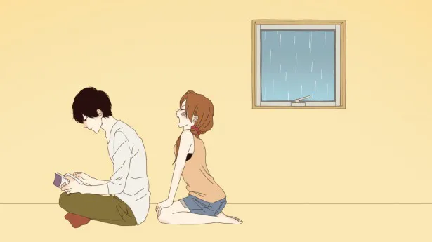 「雨」では雨の日に部屋の中で本を読む男の子と外に出たがる女の子のやりとりが描かれる