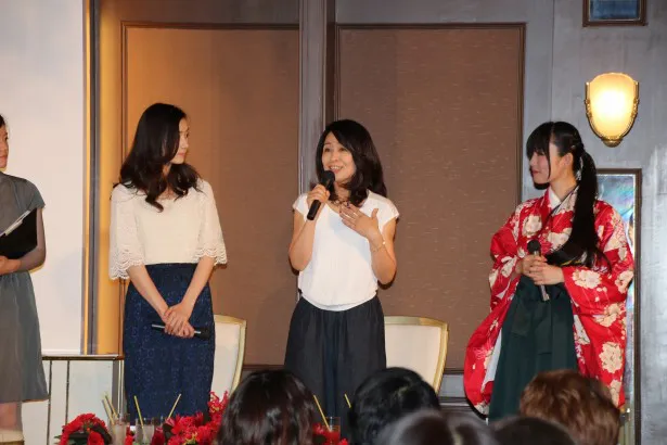 「真田丸」でおこうを演じる長野里美(右から2番目)らが群馬・沼田でトークショーを開催！
