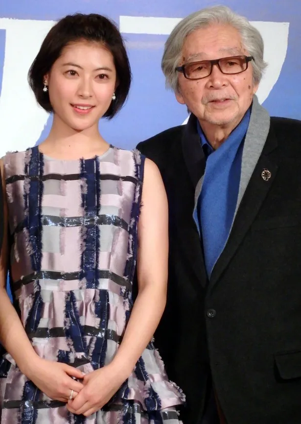 音楽劇「マリウス」制作発表記者会見に出席した、(左から)瀧本美織、山田洋次監督