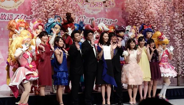 映画「プリキュアドリームスターズ！」の会見にはゲスト声優の木村佳乃、山里亮太、ライスらが登場